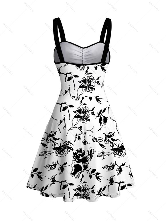 Robe Nuisette à Bretelles Boutonnée à Imprimé Paisley avec Laçage - Blanc S | US 4