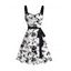 Mini Robe Ceinturée Feuille Fleurie Imprimée sans Manches à Volants - Blanc M | US 6