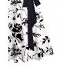 Mini Robe Ceinturée Feuille Fleurie Imprimée sans Manches à Volants - Blanc M | US 6