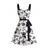 Mini Robe Ceinturée Feuille Fleurie Imprimée sans Manches à Volants - Blanc XXL | US 14