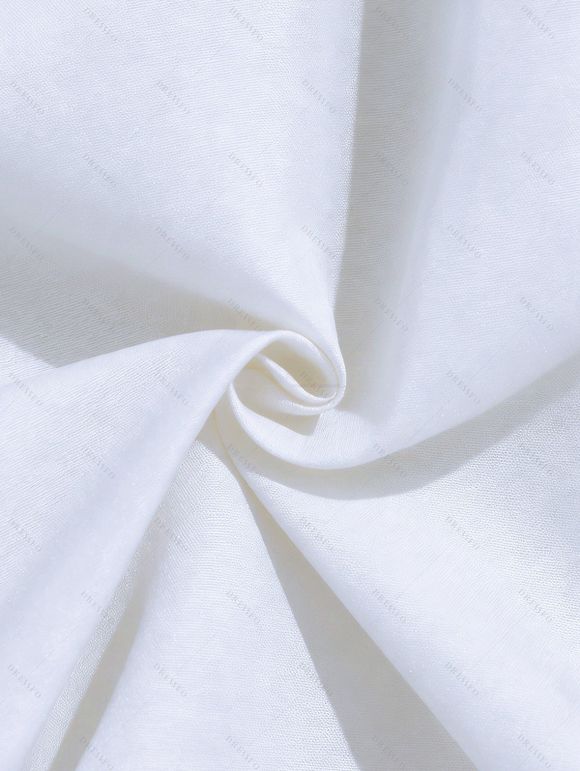 Vacation Couple Outfit Tropical Hibiscus Floral Leaf Print Lace Hollow Out Dress and Shirt Shorts Set - Orange S | US 4