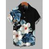 Chemise de vacances pour homme à imprimé floral d'hibiscus aquarelle, boutonnée - Noir S
