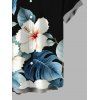 Chemise de vacances pour homme à imprimé floral d'hibiscus aquarelle, boutonnée - Noir S