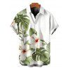 Chemise de vacances pour homme, imprimé floral aquarelle hibiscus, chemise boutonnée - Vert clair L