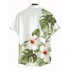 Chemise de vacances pour homme à imprimé floral d'hibiscus aquarelle, boutonnée - Vert clair 5XL