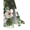 Robe de vacances imprimée de feuilles d'hibiscus aquarelle, fente en dentelle ajourée - Vert Armée S | US 4