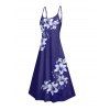 Robe de vacances à poches et imprimé floral Lily, bretelles spaghetti, coupe trapèze, longue et décontractée. - Bleu profond XXXXL | US 18