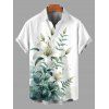 Chemise de vacances pour homme, style frais, imprimé floral lys et feuilles, à boutons - Blanc XL