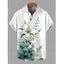 Chemise de vacances pour homme, style frais, imprimé floral lys et feuilles, à boutons - Blanc 4XL
