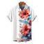 Chemise de vacances pour homme, imprimé floral d'hibiscus, boutonnée - Rouge Cerise S