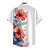 Chemise de vacances pour homme, imprimé floral d'hibiscus, boutonnée - Rouge Cerise 4XL