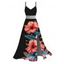 Robe de vacances maxi en dentelle ajourée à imprimé floral hibiscus et feuilles, fendue et découpée. - Rouge Cerise L | US 8-10
