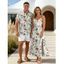 Couple Outfit for Vacation Hibiscus Floral Leaf Print Slit Dress and Shirt Set - Vert clair S | US 4