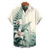Vacation Couple Outfit Colorblock Lily Floral Print Flounce Off the Shoulder Slit Dress and Shirt Set - Vert S | US 4
