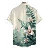 Vacation Couple Outfit Colorblock Lily Floral Print Flounce Off the Shoulder Slit Dress and Shirt Set - Vert S | US 4