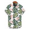 Vacation Couple Outfit Monstera Leaf Print Flounce Off the Shoulder Slit Dress and Shirt Set - PLANT GREEN S | US 4