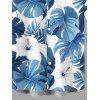 Men's Vacation Shirt Monstera Hibiscus Floral Print Button Up Shirt - Bleu Ciel 5XL