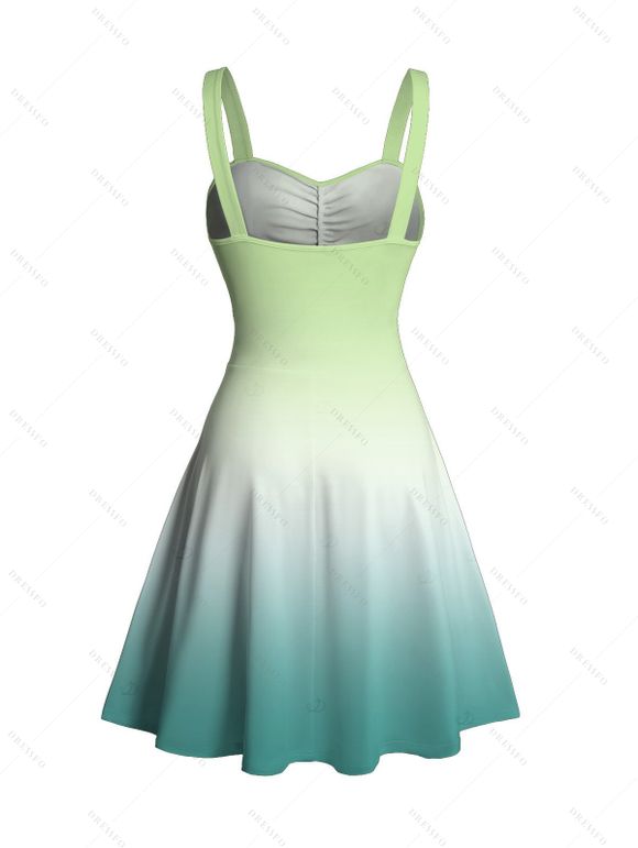 Vacation Dress for Beach Ombre Coconut Tree Print Ruched Bust Mini Dress - Vert clair XXXXXL | US 20