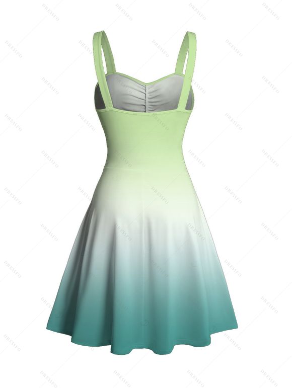 Vacation Couple Outfit for Beach Ombre Coconut Tree Print Mini Dress and Shirt Matching Set - Vert clair S | US 4