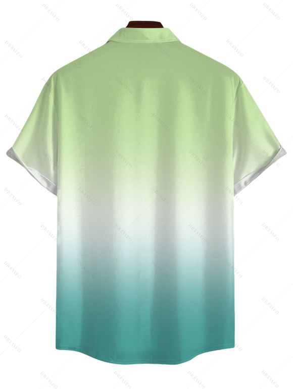 Vacation Couple Outfit for Beach Ombre Coconut Tree Print Mini Dress and Shirt Matching Set - Vert clair S | US 4