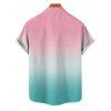 Vacation Couple Outfit Ombre Coconut Tree Print Ruched Bust Dress and Shirt Shorts Set - Rose S | US 4