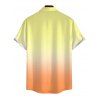 Vacation Couple Outfit Ombre Coconut Tree Print Ruched Bust Dress and Shirt Shorts Set - Orange vif S | US 4