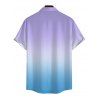 Vacation Couple Outfit Ombre Coconut Tree Print Ruched Bust Dress and Shirt Shorts Set - violet lilas S | US 4