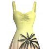 Vacation Dress for Beach Ombre Coconut Tree Print Ruched Bust Mini Dress - Orange vif S | US 4