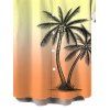 Men's Vacation Shirt for Beach Ombre Coconut Tree Print Button Up Shirt - Orange vif M