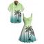 Vacation Couple Outfit for Beach Ombre Coconut Tree Print Mini Dress and Shirt Matching Set - violet lilas S | US 4