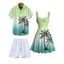 Vacation Couple Outfit Ombre Coconut Tree Print Ruched Bust Dress and Shirt Shorts Set - Rose S | US 4