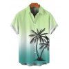 Vacation Couple Outfit Ombre Coconut Tree Print Ruched Bust Dress and Shirt Shorts Set - Vert clair S | US 4