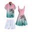 Vacation Couple Outfit Ombre Coconut Tree Print Ruched Bust Dress and Shirt Shorts Set - Rose S | US 4
