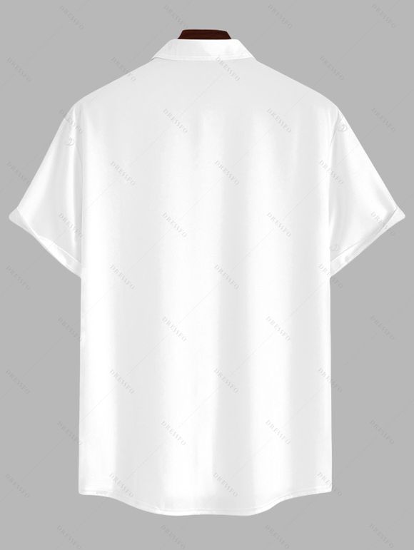 Men's Vacation Shirt Watercolor Butterfly Scroll Print Button Up Shirt - Blanc 5XL