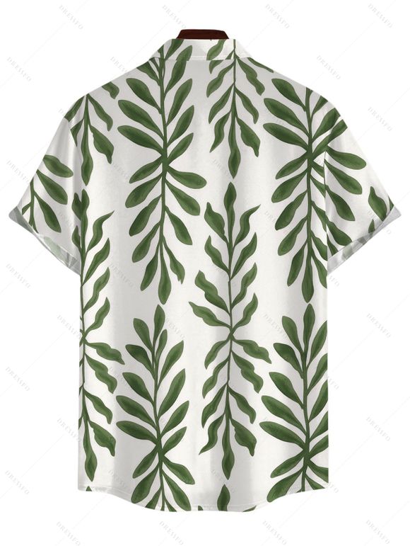 Men's Hawaiian Shirt Tropical Pinnate Leaf Leaf Print Button Up Shirt - Vert 5XL