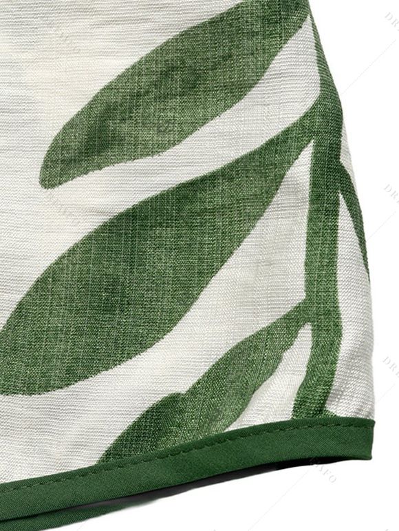 Hawaiian Dress for Vacation Tropical Pinnate Leaf Leaf Print Pocket Tied Shoulder Dress - Vert XL | US 12