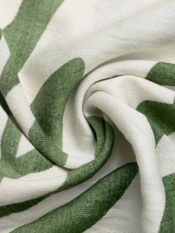 Hawaiian Dress for Vacation Tropical Pinnate Leaf Leaf Print Pocket Tied Shoulder Dress - Vert XL | US 12