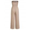 Solid Color Jumpsuit Ruffle Off the Shoulder Tied Mock Button Wide Leg Jumpsuit - café lumière XL | US 12