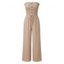 Solid Color Jumpsuit Ruffle Off the Shoulder Tied Mock Button Wide Leg Jumpsuit - café lumière XL | US 12