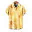 Men's Ombre Hibiscus Floral Print Vacation Shirt Roll Up Short Sleeve Button Up Casual Shirt - Jaune 3XL