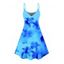 Ombre Hibiscus Floral Print Vacation Dress Spaghetti Strap V Neck A Line Mini Tank Dress - Jaune S | US 4