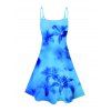 Ombre Hibiscus Floral Print Vacation Dress Spaghetti Strap V Neck A Line Mini Tank Dress - Bleu XL | US 12