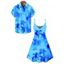 Vacation Couple Outfit Ombre Hibiscus Floral Print Spaghetti Strap V Neck A Line Mini Tank Dress and Roll Up Sleeve Shirt Matching Outfit - Jaune S | US 4
