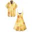 Vacation Couple Outfit Ombre Hibiscus Floral Print Spaghetti Strap V Neck A Line Mini Tank Dress and Roll Up Sleeve Shirt Matching Outfit - Jaune S | US 4