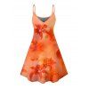 Mini Robe Ligne A Fleurie Plante Imprimées à Bretelle Fine - Orange S | US 4