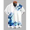 Vacation Couple Outfit Watercolor Butterfly Scroll Print Spaghetti Strap Dress and Shirt Set - Bleu Marine S | US 4