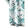 Vacation Couple Outfit Tie-Dye Tropical Leaf Print Flounce Slit Dress and Shirt Set - Turquoise S | US 4