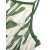 Hawaiian Couple Outfit Tropical Pinnate Leaf Leaf Print Pocket Tied Shoulder Dress and Shirt Set - Vert S | US 4