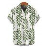 Hawaiian Couple Outfit Tropical Pinnate Leaf Leaf Print Pocket Tied Shoulder Dress and Shirt Set - Vert S | US 4