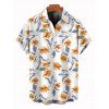 Men's Vacation Shirt Hawaiian Leaf Botanical Print Button Up Shirt - Blanc 5XL
